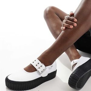 Vans Mary Jane Creeper Platform Grunge Ballet White/Black Women’s 9